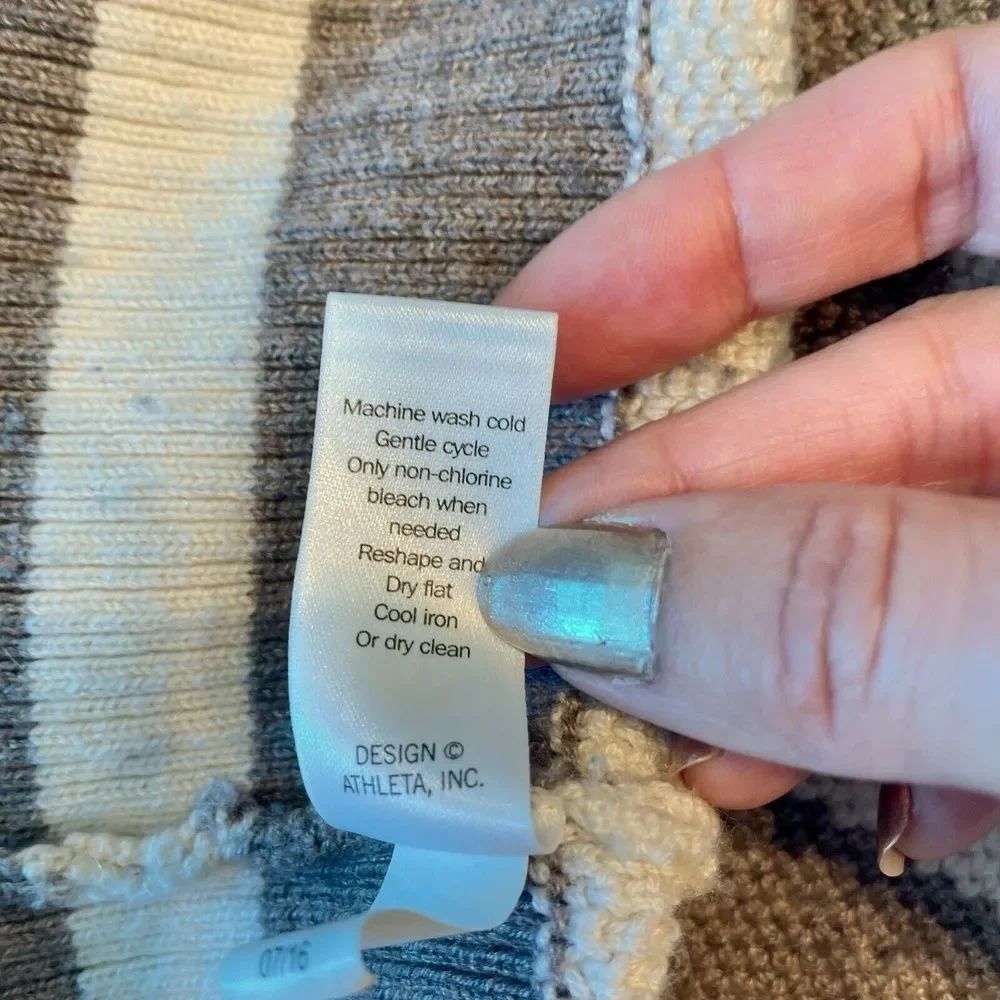 Athleta Taupe White Relaxed Cozy Soft Crewneck Long Sleeve Knit Top Womens XXS - Picture 8 of 14